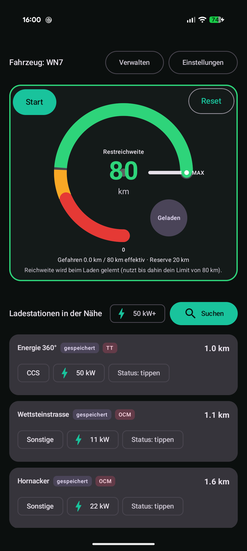 Ladestationen in der Nähe