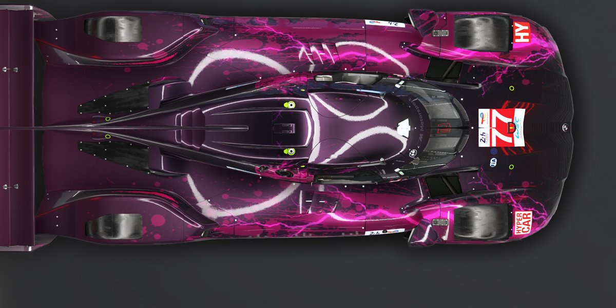 BMW-Hypercar von oben, schwarz mit pinken Blitzen